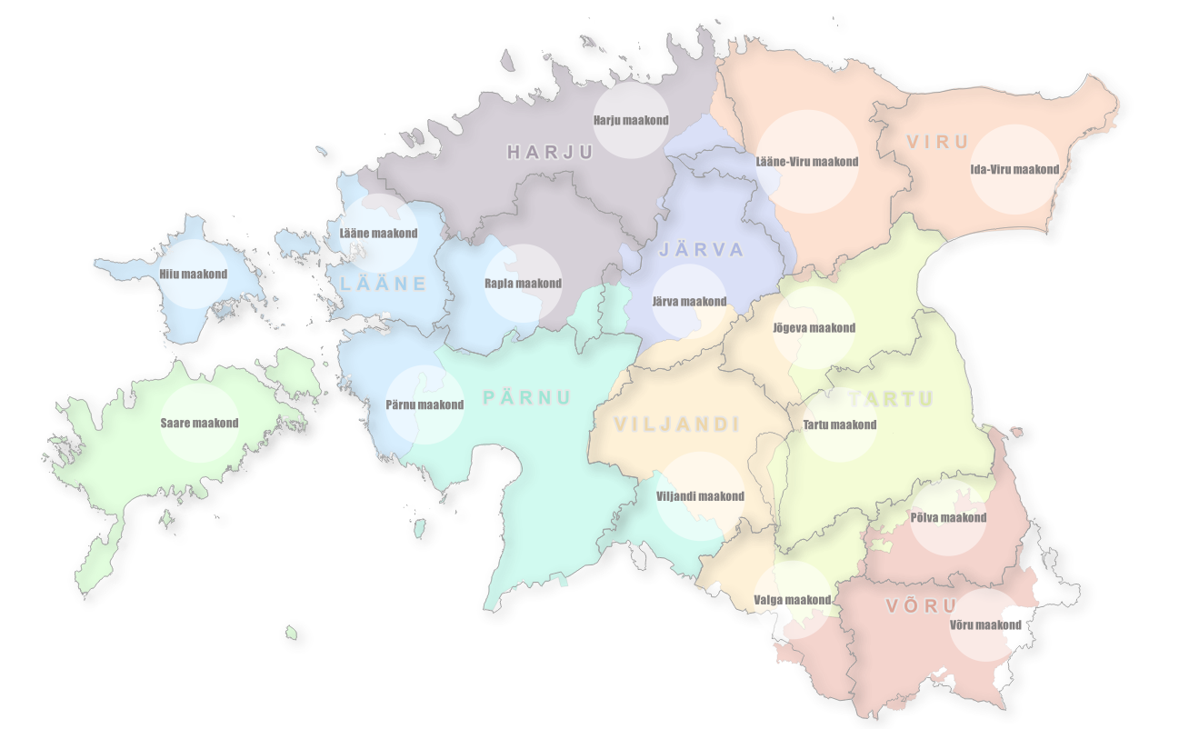 Maakondade piirid 19. ja 21. sajandil (allikas: Maa-amet)