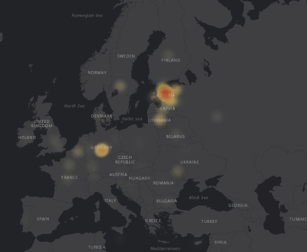 Stenogrammis mainitud kohanimede *heatmap*