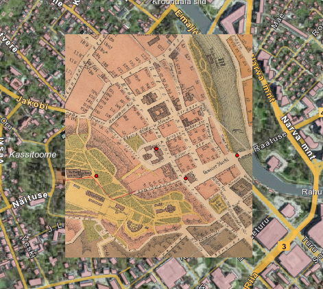 Georefereeritud Tartu vanalinna kaart